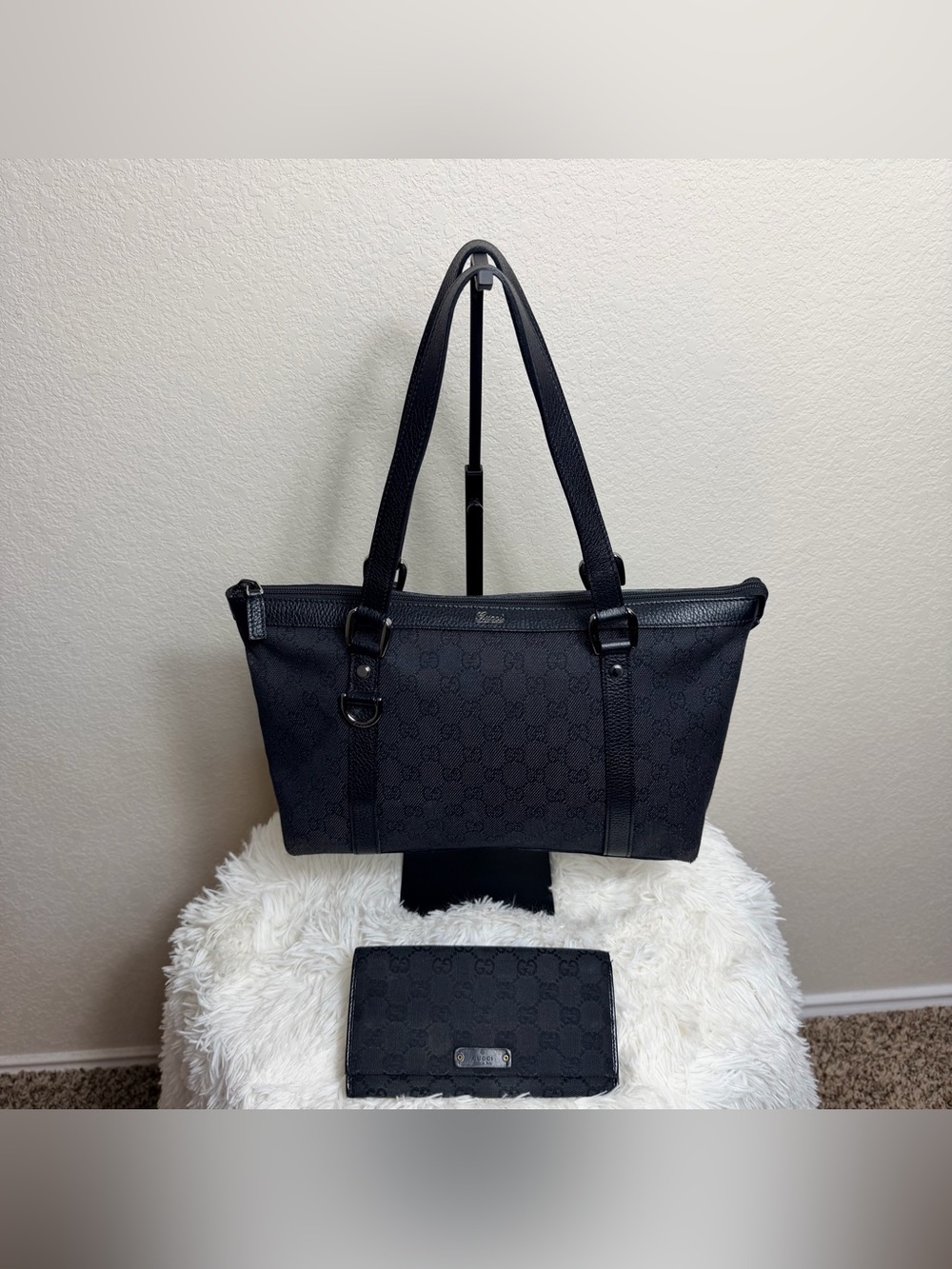 Gucci Black Monogram Tote with Matching Wallet (Project)